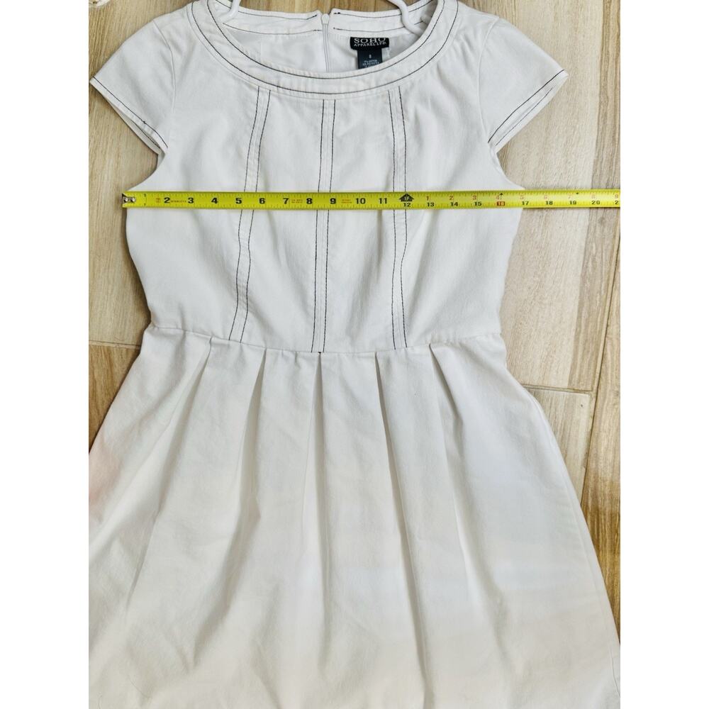SOHO Apparel LTD. Darling Dress White Black Trim Short Sleeve Back Zipper Sz 8